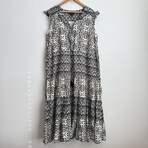 Tribal Femme NWOT Sleeveless Black & White Patterned Maxi Dress, Size XL